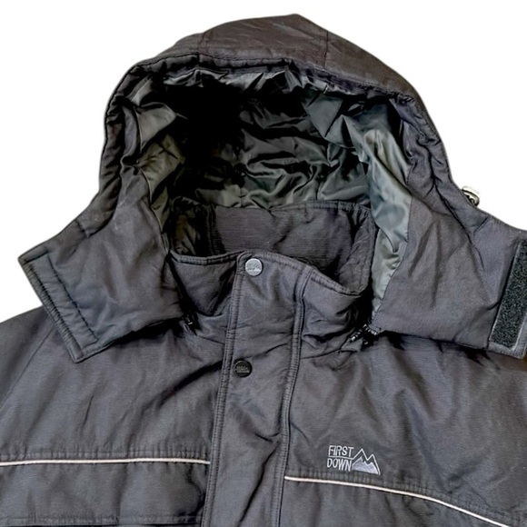 First Down Men’s Hooded Down Feather Outdoor Jacket Coat Black Size XXL - Picture 6 of 11